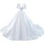 Victorian Style Vintage / Retro Ivory Satin Wedding Dresses 2021 Ball Gown V-Neck Puffy Short Sleeve Royal Train Wedding