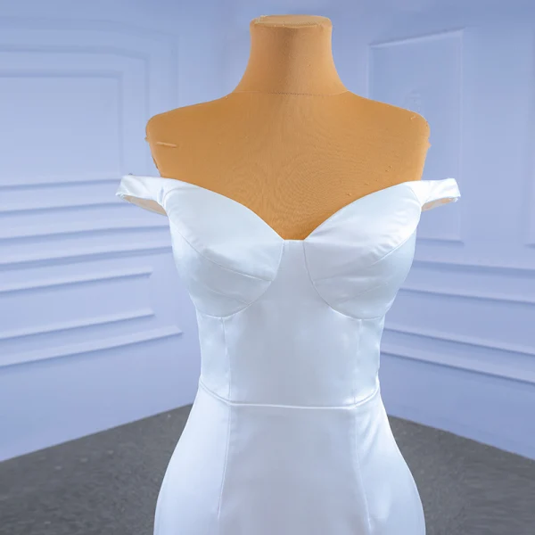 Vintage / Retro Ivory Satin Wedding Dresses 2021 Trumpet / Mermaid Off-The-Shoulder Sleeveless Backless Royal Train Wedding
