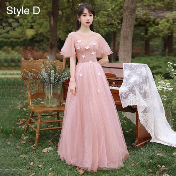 Chic / Beautiful Blushing Pink Lace Butterfly Bridesmaid Dresses 2021 A-Line / Princess Short Sleeve Backless Floor-Length / Long Bridesmaid Wedding Party Dresses