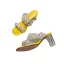 Chic / Beautiful Yellow Street Wear Pearl Womens Sandals 2021 7 cm Crystal Thick Heels Open / Peep Toe Sandals High Heels
