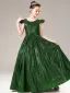 Chic / Beautiful Dark Green Sequins Evening Party Flower Girl Dresses 2021 A-Line / Princess Scoop Neck Cap Sleeves Zipper Up Floor-Length / Long
