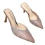 Charmant Champagne Vêtement de rue Paillettes Sandales Femme 2021 8 cm Talons Aiguilles À Bout Pointu Sandales Talons Hauts