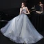Chic / Belle Bleu Ciel Gris Paillettes Robe De Bal 2021 Princesse Bretelles Spaghetti Sans Manches Dos Nu Longue Promo Robe De Ceremonie