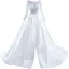 High-end Ivory Split Front Satin Wedding Dresses 2021 Ball Gown Scoop Neck Lace Flower Long Sleeve Chapel Train Wedding