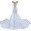 High-end White Wedding Dresses 2021 Trumpet / Mermaid Scoop Neck Crystal Rhinestone Cap Sleeves Cathedral Train Wedding