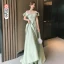 Modest / Simple Sage Green Satin Bridesmaid Dresses 2021 A-Line / Princess Sleeveless Floor-Length / Long Bridesmaid Wedding Party Dresses