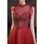 High-end Burgundy Prom Dresses 2021 A-Line / Princess High Neck Handmade  Beading Crystal Rhinestone Sleeveless Floor-Length / Long Prom Formal Dresses