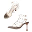 Sexy Gold Cocktail Party Evening Party Womens Sandals 2021 Rivet T-Strap 9 cm Stiletto Heels Open / Peep Toe Sandals High Heels