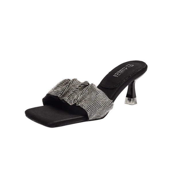 Sexy Beige Rhinestone Casual Womens Sandals 2021 Open / Peep Toe 6 cm Stiletto Heels Sandals High Heels