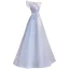 Vintage / Retro Silver Prom Dresses 2021 A-Line / Princess Scoop Neck Bow Beading Pearl Rhinestone Sequins Sleeveless Backless Floor-Length / Long Prom Formal Dresses