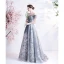 Vintage / Retro Grey Prom Dresses 2021 A-Line / Princess Off-The-Shoulder Beading Crystal Sequins Sleeveless Backless Floor-Length / Long Prom Formal Dresses
