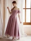 Vintage Lyserød Gallakjoler 2021 Prinsesse Off-The-Shoulder Kort Ærme Halterneck Lange Galla Kjoler