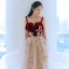 Chic / Belle Bordeaux Daim Robe De Bal 2021 Princesse Bretelles Spaghetti Perlage En Dentelle Fleur Sans Manches Dos Nu Longue Promo Robe De Ceremonie