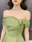 Modest / Simple Clover Green Prom Dresses 2021 A-Line / Princess Short Sleeve Backless Floor-Length / Long Prom Formal Dresses