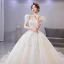Vintage / Retro Ivory Beading Sequins Lace Flower Wedding Dresses 2021 Ball Gown Scoop Neck Short Sleeve Backless Royal Train Wedding