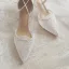 Chic / Belle Blanche Dentelle Fleur Chaussure De Mariée 2021 6 cm Talons Aiguilles À Bout Pointu Mariage Talons Hauts