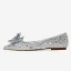 Charming Cinderella Silver Crystal Wedding Shoes 2021 Leather Rhinestone Pointed Toe Flat Wedding Heels