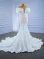 Luxury / Gorgeous Ivory Wedding Dresses 2021 Trumpet / Mermaid Beading Pearl Rhinestone Sequins Scoop Neck Long Sleeve Chapel Train Wedding