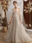 Modern / Fashion Grey Prom Dresses 2021 A-Line / Princess Halter Beading Lace Flower Short Sleeve Backless Sweep Train Prom Formal Dresses