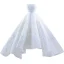 Haut de Gamme Blanche Robe De Mariée 2021 Robe Boule Perlage Volants Bustier Sans Manches Dos Nu Ceinture Train De Balayage Mariage