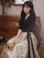 Fashion Black Homecoming Star Bow Graduation Dresses 2021 A-Line / Princess V-Neck 1/2 Sleeves Tea-length Formal Dresses