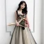 Chic / Belle Noire Robe De Bal 2021 Princesse Bretelles Spaghetti Paillettes En Dentelle Fleur Noeud Sans Manches Dos Nu Longue Promo Robe De Ceremonie