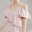 Simple Rougissant Rose de retour Robe De Graduation 2021 Princesse Bretelles Spaghetti Manches Courtes Dos Nu Thé Longueur Robe De Ceremonie