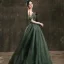 Vintage Klee Grün Ballkleider 2021 A Linie Off Shoulder Glanz Kurze Ärmel Rückenfreies Lange Abend Festliche Kleider