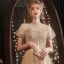 Charmant Doré Étoile Paillettes Robe De Bal 2021 Princesse Col Haut Perlage Manches Courtes Dos Nu Noeud Longue Promo Robe De Ceremonie