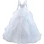 Vintage Weiß Satin Fallende Rüsche Brautkleider / Hochzeitskleider 2021 Ballkleid V-Ausschnitt Lange Ärmel Hof-Schleppe Hochzeit