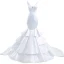 Haut de Gamme Ivoire Volants en Cascade Satin Robe De Mariée 2021 Trompette / Sirène V-Cou Sans Manches Dos Nu Tribunal Train Mariage