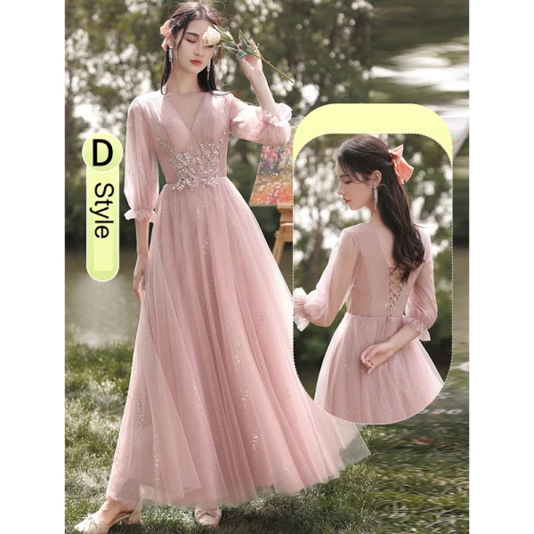 Chic / Beautiful Blushing Pink Bridesmaid Dresses 2021 A-Line / Princess Scoop Neck Beading Rhinestone Sequins Short Sleeve Backless Floor-Length / Long Bridesmaid Wedding Party Dresses