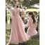 Chic / Beautiful Blushing Pink Bridesmaid Dresses 2021 A-Line / Princess Scoop Neck Beading Rhinestone Sequins Short Sleeve Backless Floor-Length / Long Bridesmaid Wedding Party Dresses