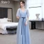 Modest / Simple Sky Blue Bow Sash Bridesmaid Dresses 2021 A-Line / Princess Short Sleeve Backless Floor-Length / Long Wedding Party Dresses
