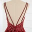 Scintillantes Charmant Bordeaux Robe De Bal Robe De Soirée 2021 Princesse Bretelles Spaghetti Perlage Paillettes Sans Manches Dos Nu Longue Promo Robe De Ceremonie