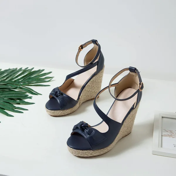 Fashion Yellow Street Wear Waterproof Womens Sandals 2021 Ankle Strap 11 cm Platform Wedges Open / Peep Toe Sandals