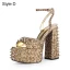 Inhabituel Noire Rivet Club de carnaval Sandales Femme 2021 Bride Cheville 15 cm Talons Épais Imperméables Peep Toes / Bout Ouvert Sandales Talons Hauts