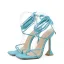 Sexy Pool Blue Resort Wear Womens Sandals 2021 Ankle Strap 11 cm Stiletto Heels Open / Peep Toe Sandals High Heels