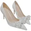 Charmant Ivoire Chaussure De Mariée 2021 Cuir Perle Faux Diamant Noeud 10 cm Talons Aiguilles À Bout Pointu Mariage Escarpins Talons Hauts