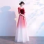 Elegant Burgundy Suede Prom Dresses 2021 A-Line / Princess V-Neck Star Sequins 1/2 Sleeves Backless Floor-Length / Long Prom Formal Dresses