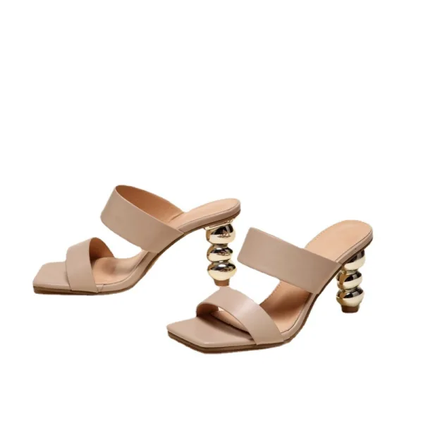 Modest / Simple Tan Casual Womens Sandals 2021 8 cm Stiletto Heels Open / Peep Toe Sandals High Heels