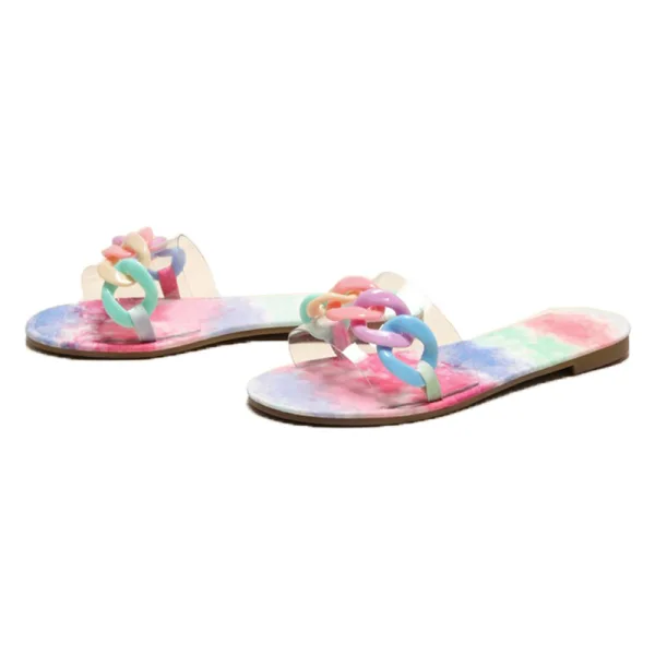 Chic / Belle Multi-Couleurs Désinvolte Arc en ciel Pantoufle & Tongs 2021 Peep Toes / Bout Ouvert Plate Chaussures Femmes