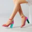 Eye-catching Fuchsia Laser Cocktail Party Evening Party Womens Sandals 2021 Ankle Strap 11 cm Thick Heels Open / Peep Toe Sandals High Heels