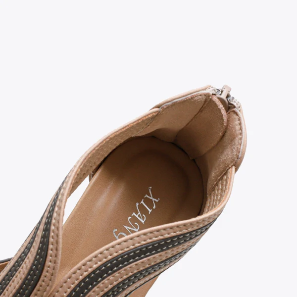 Roman Beige Street Wear Stripe Womens Sandals 2021 5 cm Wedges Open / Peep Toe Sandals