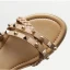 Romain Beige Plage Plate Sandales Femme 2021 Rivet Bride Cheville Peep Toes / Bout Ouvert Sandales