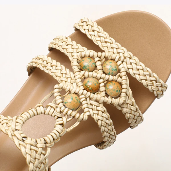 Vintage / Originale Marron Vacances Plage Tresser Sandales Femme 2021 5 cm Compensées Peep Toes / Bout Ouvert Sandales Talons Hauts