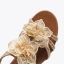 Roman Beige Lace Flower Beach Womens Sandals 2021 5 cm Wedges Open / Peep Toe Sandals High Heels