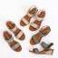 Fashion Gold Street Wear Ankle Strap Womens Sandals 2021 5 cm Wedges Open / Peep Toe Sandals