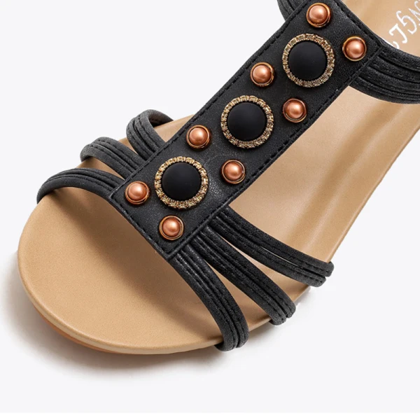Roman Vintage / Retro Casual Sky Blue Pearl Womens Sandals 2021 5 cm Wedges T-Strap Open / Peep Toe Sandals High Heels
