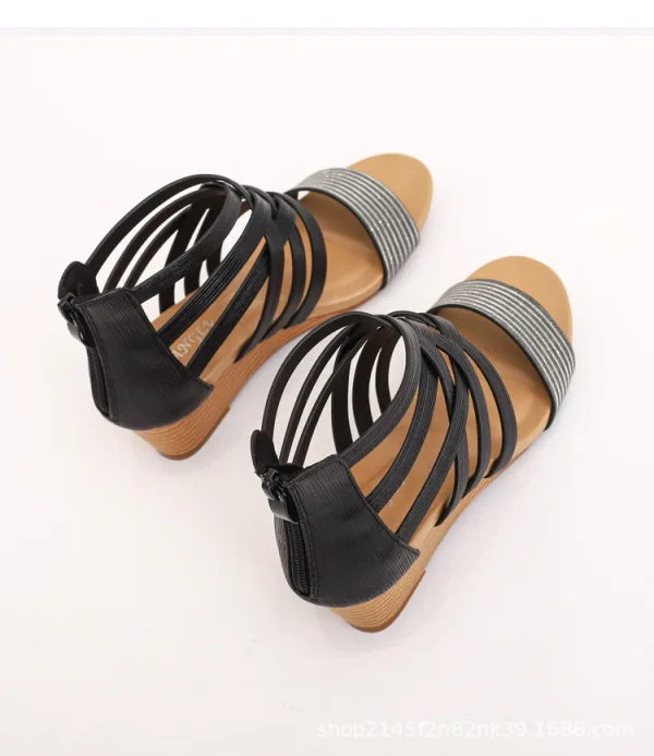 Bohemia Chic / Beautiful Gold Street Wear Womens Sandals 2021 5 cm Wedges Open / Peep Toe Sandals